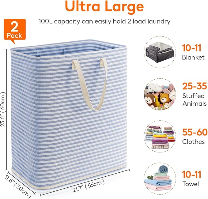 Lifewit 2 Pack Laundry Hamper Large Collapsible Laundry Baskets, Freestanding