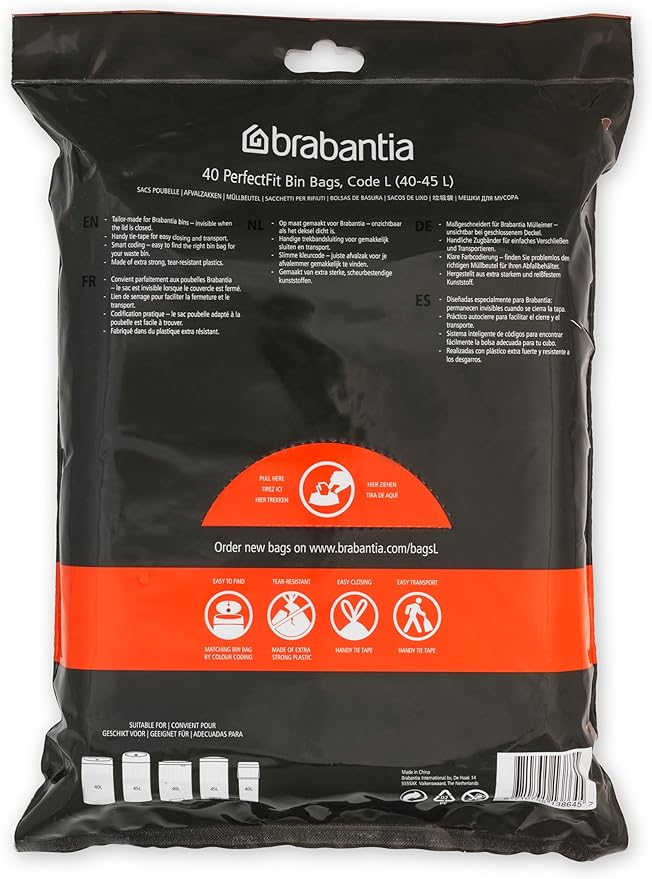 Brabantia PerfectFit Trash Bags Thick Plastic Trash Can Liners
