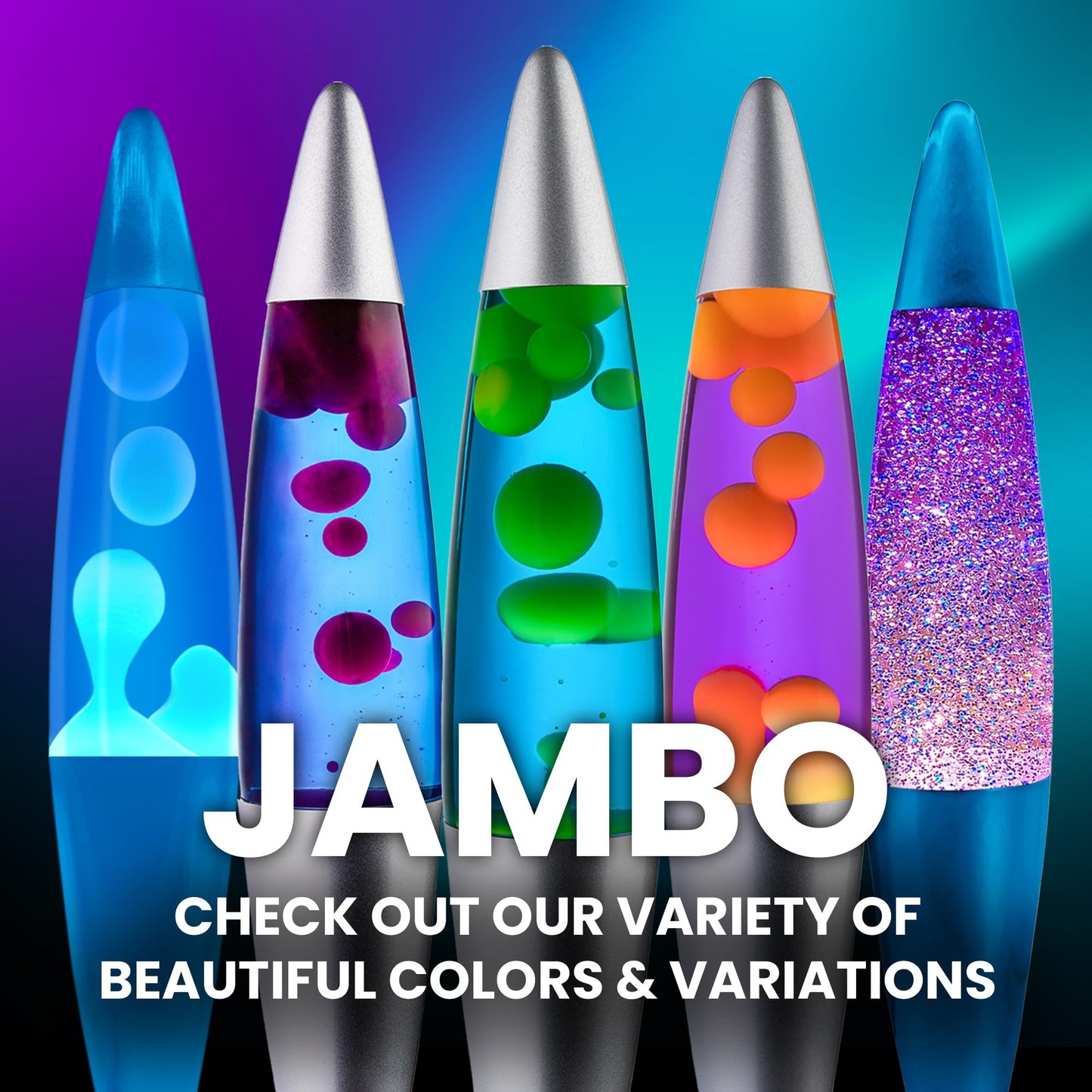 JAMBO 16" Beautiful Lamp- Blue with Yellow/Green Wax, Relaxing Liquid Light, Night Light Nightlight, Home Decor Living Room Office Bedroom Lamp for Adults Teens Kids, Magma Motion