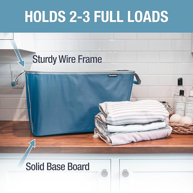 CleverMade Collapsible Laundry Basket 2 Pack – 60L Foldable Clothes Hamper