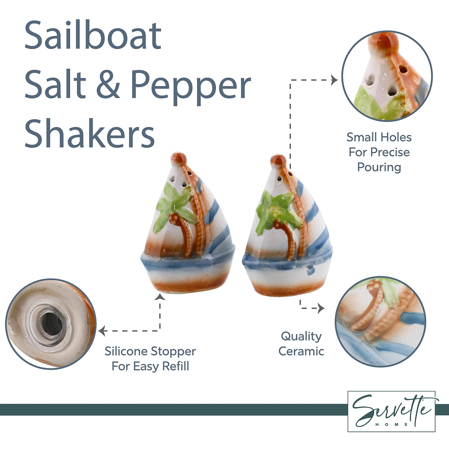 Salt and Pepper Shaker Salt Shaker - Sailboat and Palm Tree