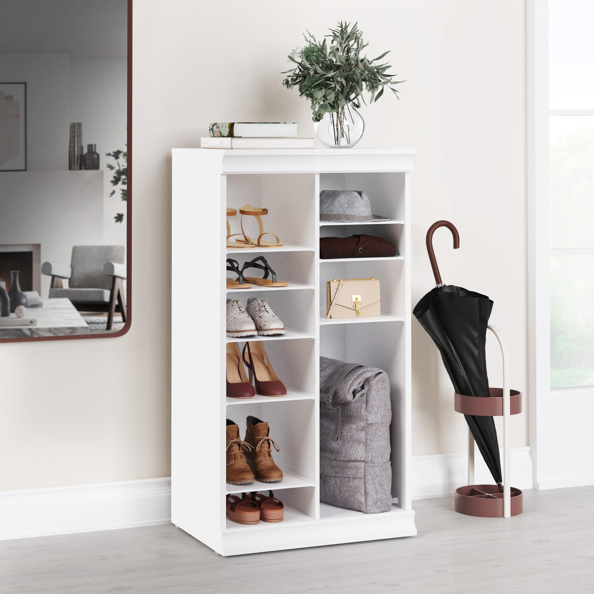ClosetMaid Modular Adjustable Divided Storage Shelving Unit Organizer, 15.94-Inch D x 40.3-Inch H x 21.38-Inch W, White
