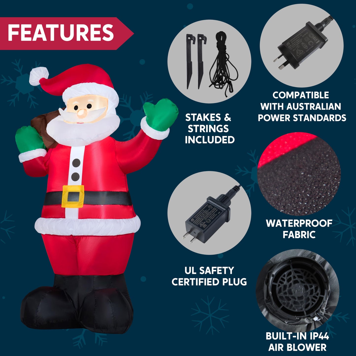 Joiedomi 6 FT Christmas Inflatable Santa with Gift Bag, Blow Up Xmas Inflatable Decorations with Build in LEDs for Christmas Decor, Yard Outdoor Garden Lawn Winter Decorations