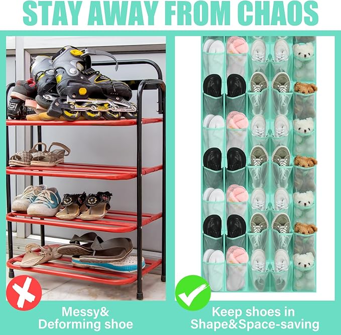 Windyun 40 over the Door Shoe Organizer Large Mesh Pocket Hanging Shoe Rack