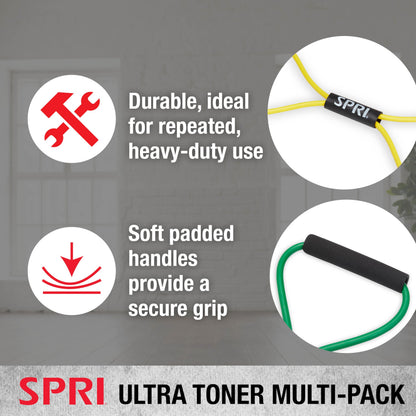 SPRI Ultra Toner Figure 8 Resistance Band with Padded Handles Great for Stretch, Exercise, Fitness Training, Yoga, Resistance Weights, Therapy, Gym or Home Workout Equipment.