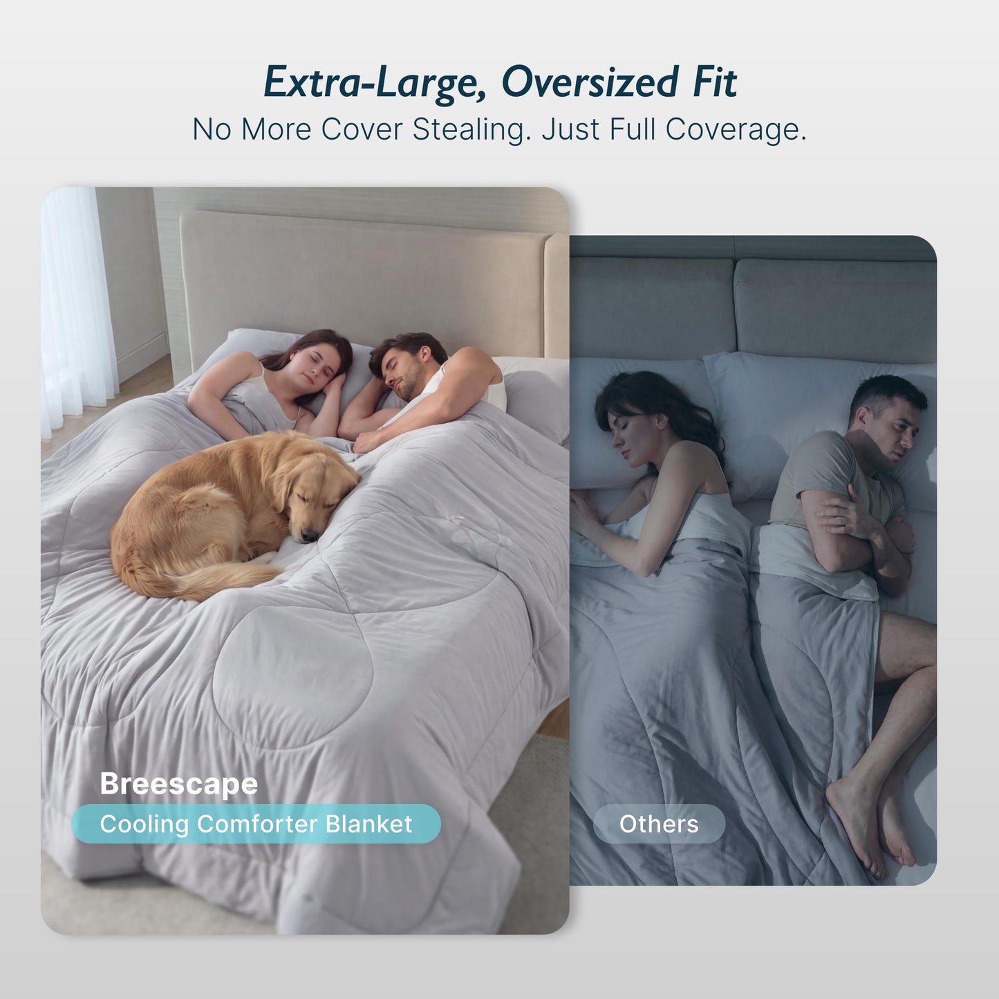 Breescape Cooling Comforter Blanket - BlendTek Q-Max>0.46 Tech, Cooling Blanket for Hot Sleepers & Night Sweats Relief, Breathable Lightweight Summer Bedding, King/Cali King 106x96 in, Twilight Blue