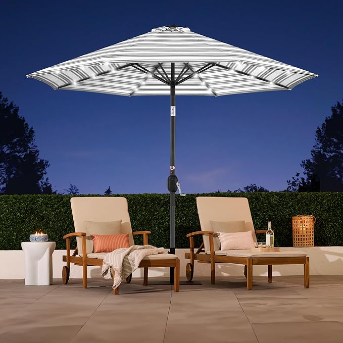 Best Choice Products 10ft Solar Polyester LED Lighted Patio Umbrella w/Tilt Adjustment and UV-Resistant Fabric