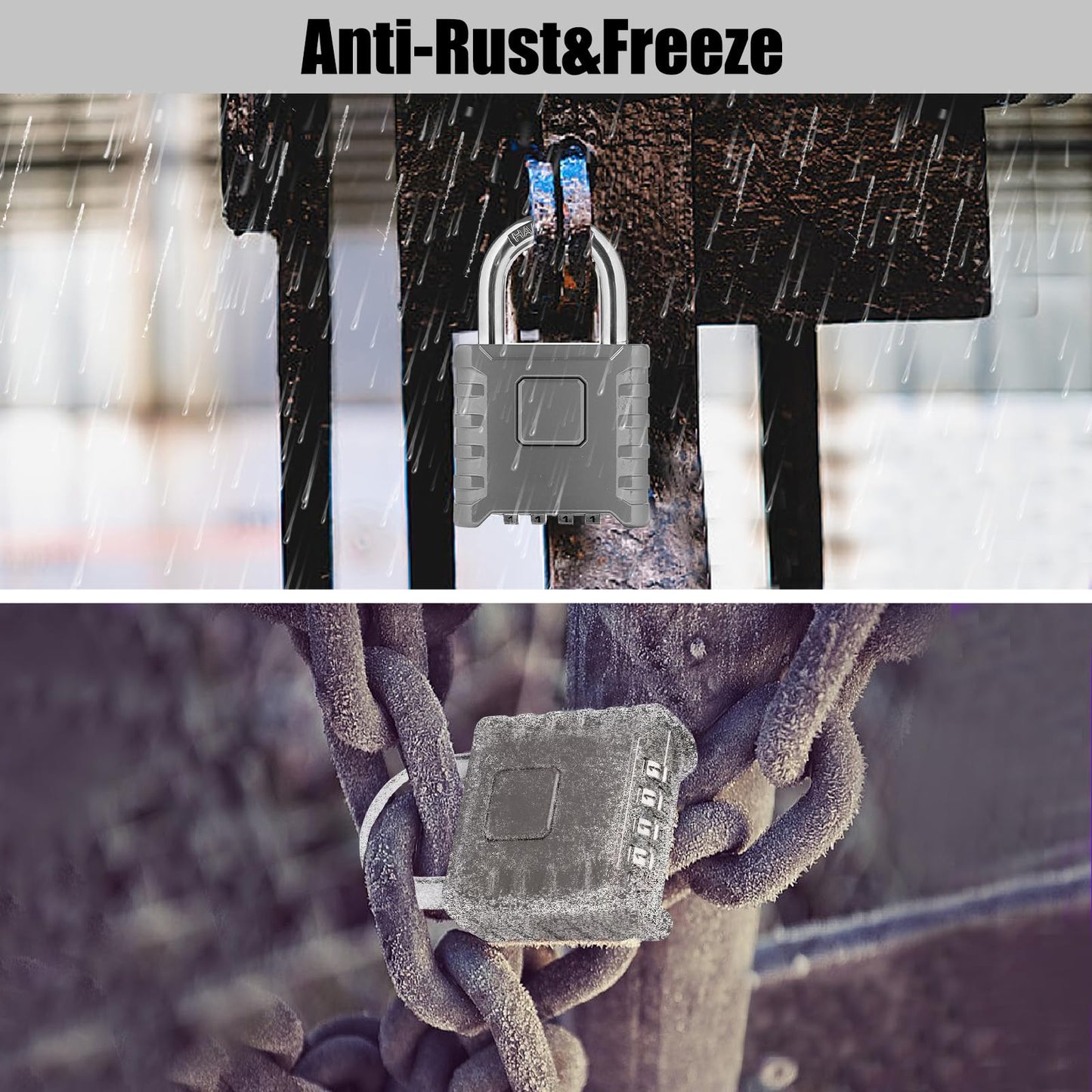 1 Pack disecu Heavy Duty 4 Digit Combination Lock, One Touch Unlocking, Anti-Error Feature, High Security Waterproof Large Outdoor Padlock for School Gym Locker, Fence, Gate, Storage Unit (Grey)