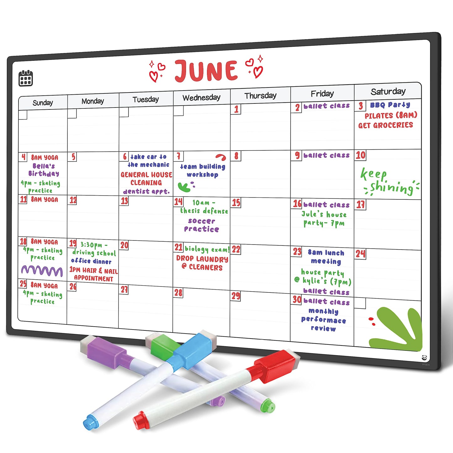 Magnetic Fridge Whiteboard Calendar by Smart Panda - Perfect Month Planner, Memo or Event Reminder for Adults and Children - Notice Board - Monthly