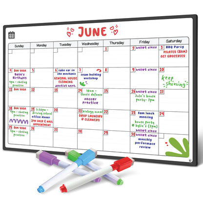 Magnetic Fridge Whiteboard Calendar by Smart Panda - Perfect Month Planner, Memo or Event Reminder for Adults and Children - Notice Board - Monthly