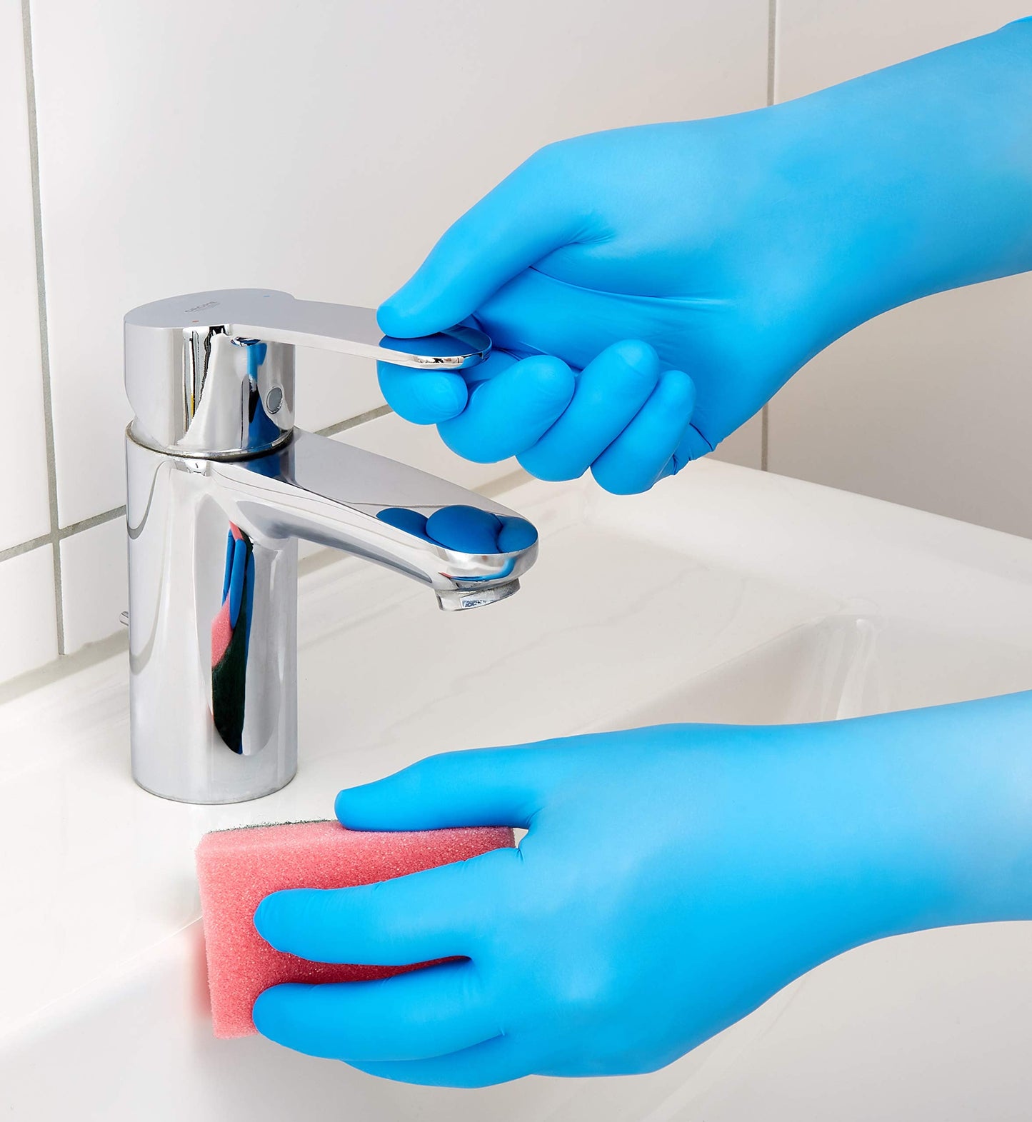 Touchguard Disposable Gloves Blue Nitrile - Latex and Powder Free - Multi-Purpose - Food Grade Gloves - Extra Strong Gloves - Box of 100 - Blue - Size XL