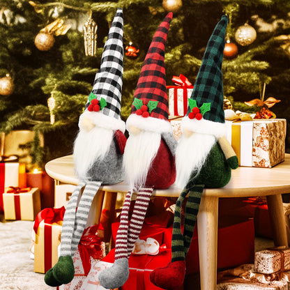 Teeker 3Pcs Christmas Gnomes Plush - Xmas Gnomes Santa Scandinavian Tomte Ornaments - Buffalo Check Plaid Christmas Doll - Xmas Decorations for Home, Office, Indoor for Women, Gnomes Lovers