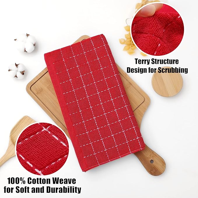 Homaxy 100% Cotton Terry Kitchen Dish Cloths, Ultra Soft and Absorbent Dish