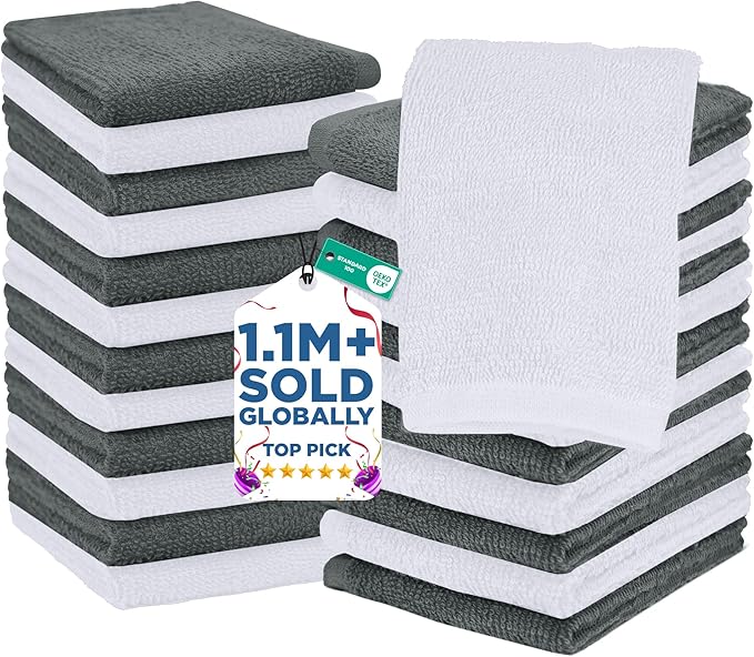 DAN RIVER 24 Pack Wash Cloths for Showering
