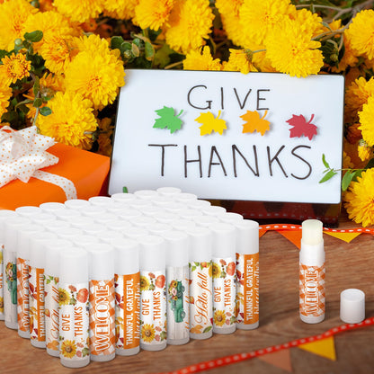Siifert 25 Pcs Thanksgiving Christmas Party Gifts Bulk Thanksgiving Lip Balms Favors Holiday Basket Stuffers Christmas Stocking Stuffers Small Thank You Gifts for Women Men (Honey Flavor)