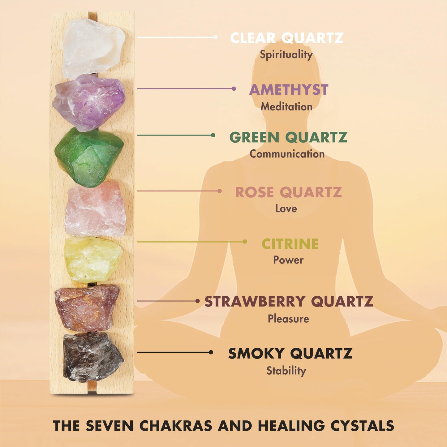 HYAMVOR Healing Crystal Night Light, 7 Chakra Natural Bedside Lamp with Wooden LED Light Base, Healing Stones Positive Energy Night Lights for Home Decor Gifts (Rechargeable)