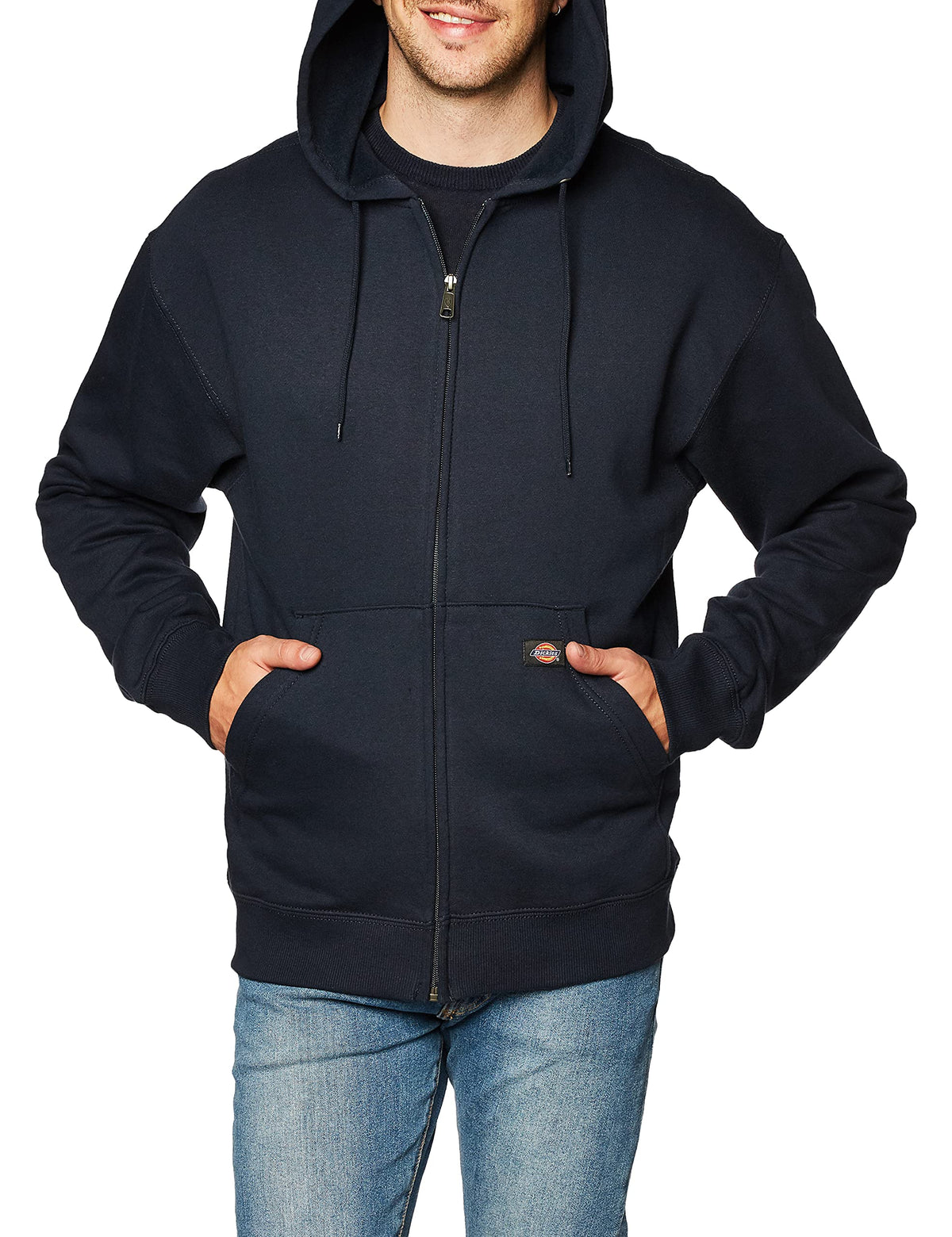 Dickies Men's Full Zip Fleece Hoodie, Dark Navy, 2X-Large