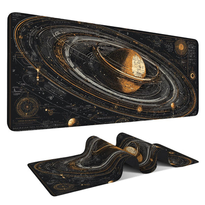 Saturn Planet Extended Gaming Mouse Pad 35.4 x 15.7 Inch – Space-Themed Desk Mat for Gaming, Office Work, and Study, with Non-Slip Rubber Base