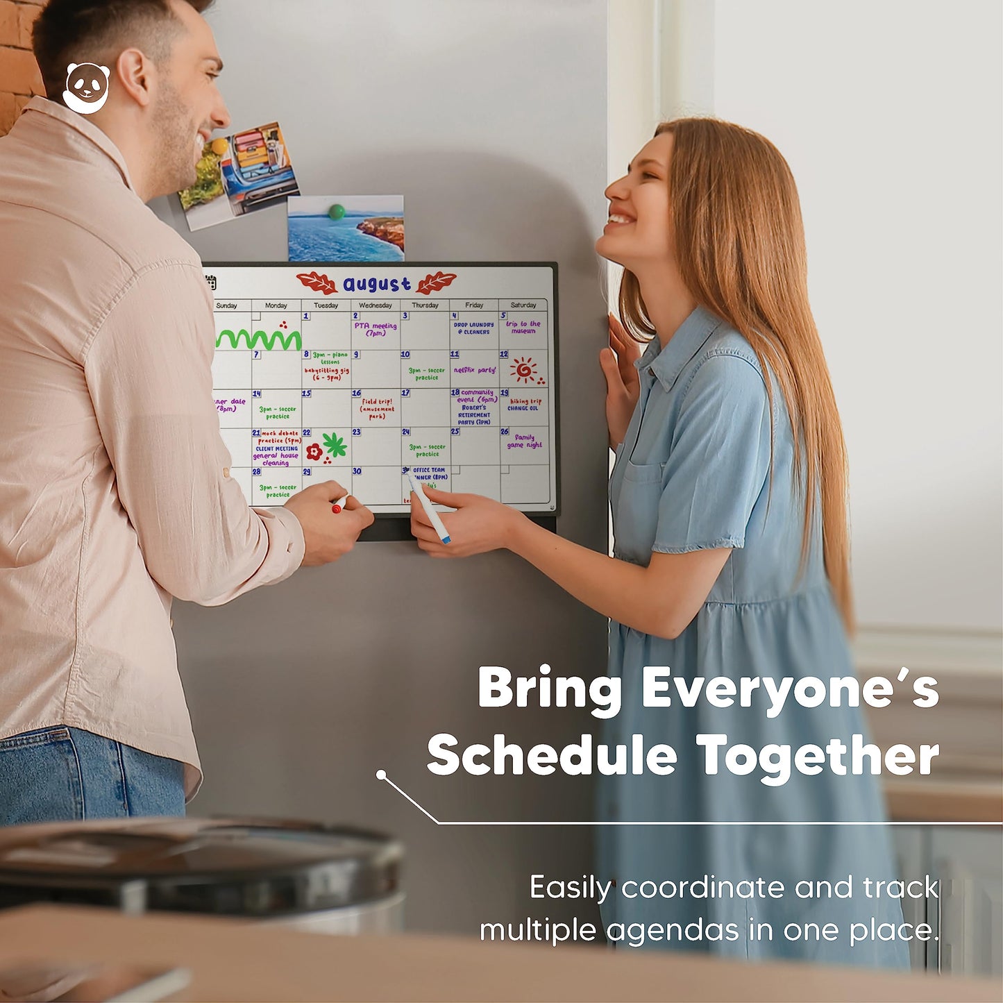 Magnetic Fridge Whiteboard Calendar by Smart Panda - Perfect Month Planner, Memo or Event Reminder for Adults and Children - Notice Board - Monthly