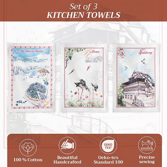 Maison d' Hermine Kitchen Towels Set of 3 100% Cotton 27.50" x 20" Reusable