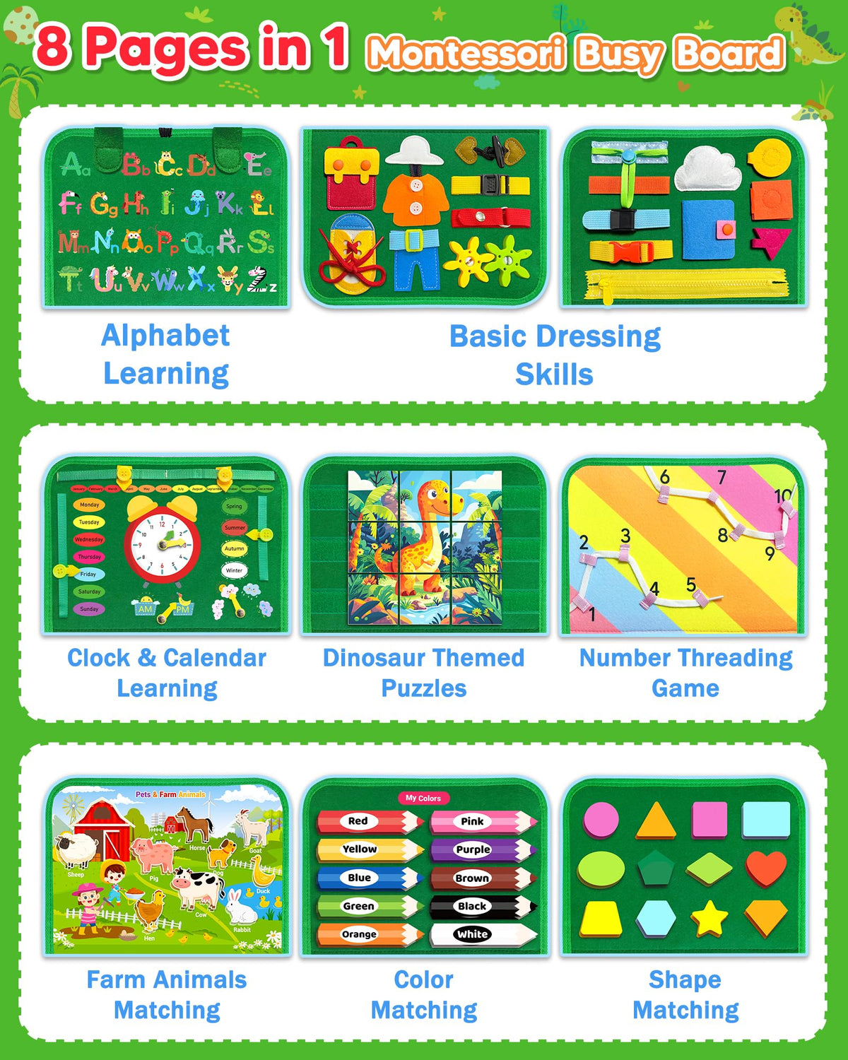 Gojmzo Busy Board Montessori Toys for Toddler Year Old Boy Girl Birthday Gifts, Busy Book Sensory Toys for Toddlers, Learning Educational Toddler Travel Activities