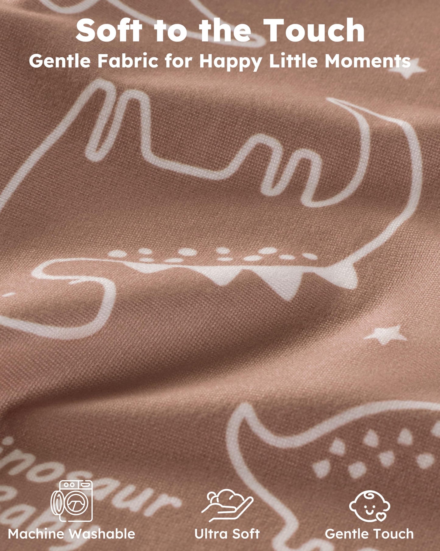 Nyessmee Baby Crib Sheets for Boys and Girls, Fitted Crib Sheets 52" x 28", Soft Breathable Microfiber Sheets for Standard Crib and Toddler Mattress, 2-Pack Brown Dinosaur