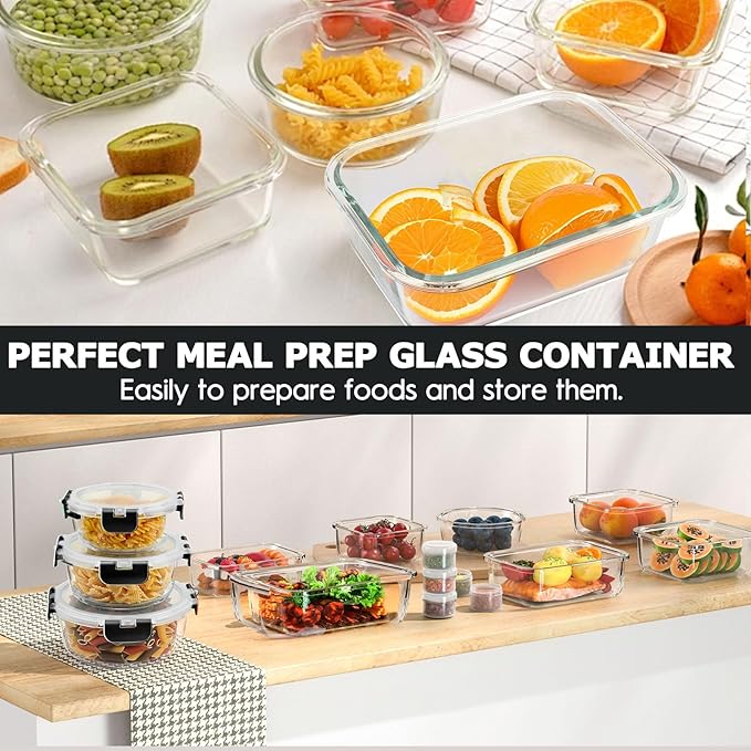 42pcs Glass Food Storage Containers