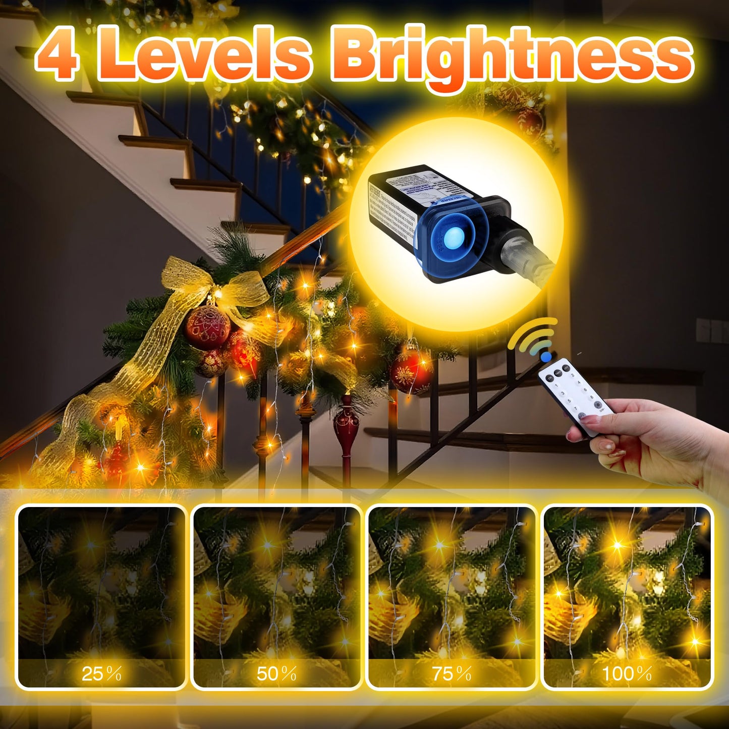 800 LED Icicle Lights Outdoor, Plug in 79ft Waterproof Christmas String Lights, 8 Modes 4 Adjust Brightness, Remote & Timer, Indoor & Outside Decoration for Party, Wedding, Garden, Window, Wall