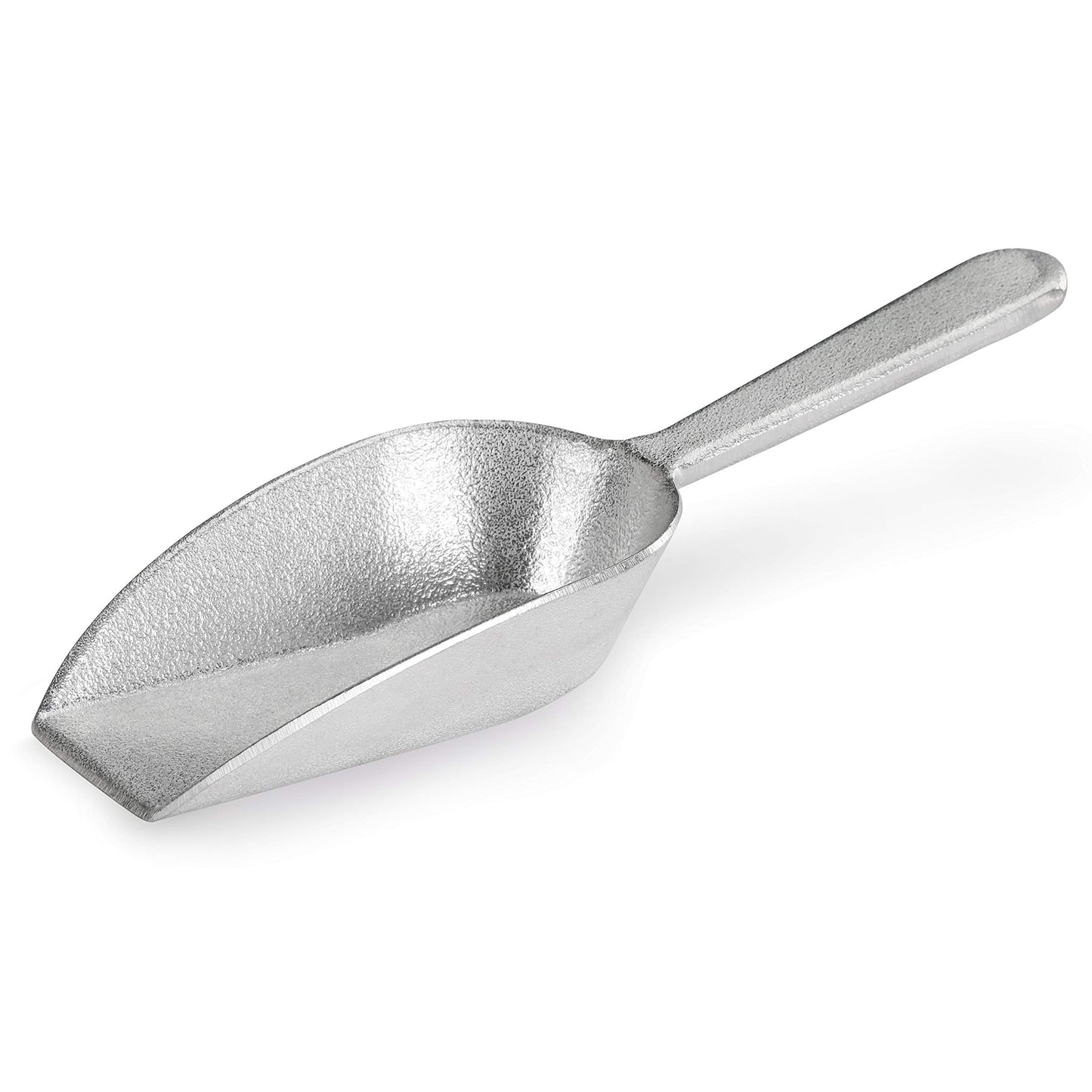New Star Foodservice One-Piece Cast Aluminum Flat Bottom Bar Ice Flour Utility Scoop, 7-Ounce, Silver