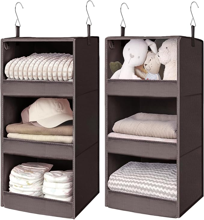 GRANNY SAYS 3 Shelf Hanging Closet Organizers and Storage, Collapsible Closet