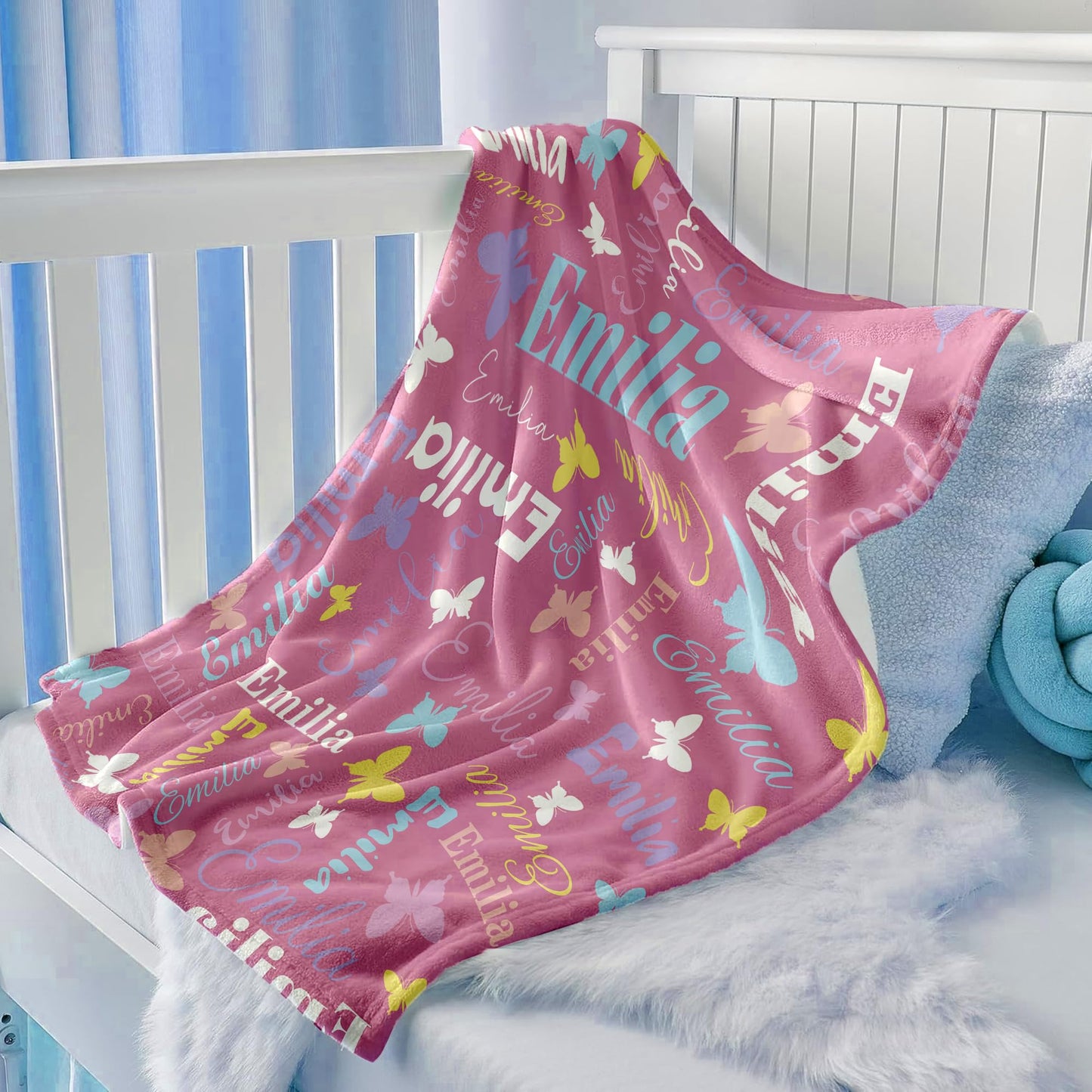 Custom Baby Blanket for Girls, Personalized Baby Girl Gifts, Receiving Blanket with Name, Soft Throw Newborn Blankets, Babies Shower Christmas Birthday Gifts