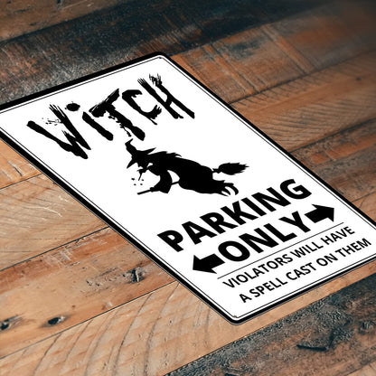 JP's Parcels Tin Signs Home Wall Decor - Metal Sign 12 x 8 in. Witch Parking Only Violators Will Have A Spell Cast on Them