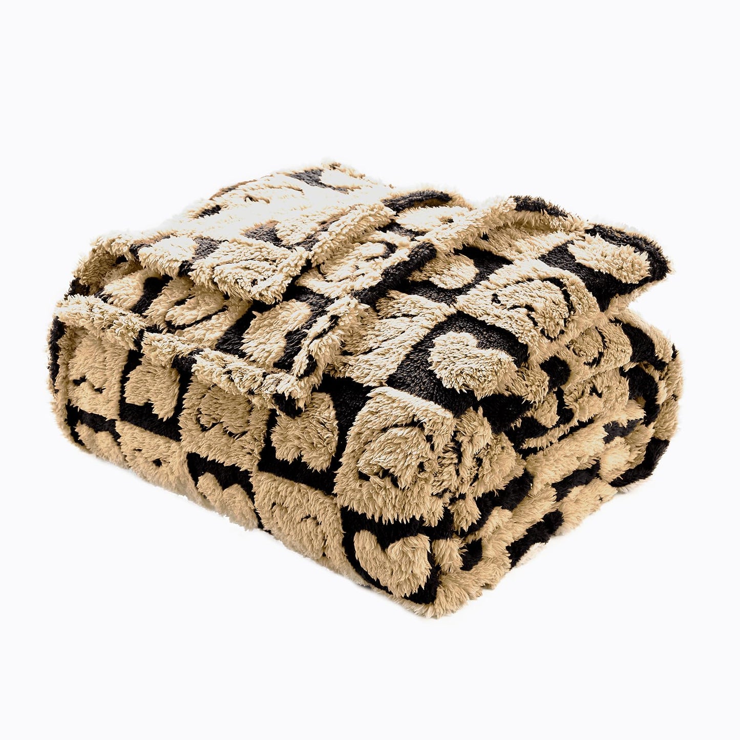 FY FIBER HOUSE Throw Blankets with Heart Checkered,Soft Warm Blankets for Lover Mom Father Gifts,Washable Lightweight Fuzzy Blanket for Couch Sofa Bed Office All Season(Black Brown,60"x80")