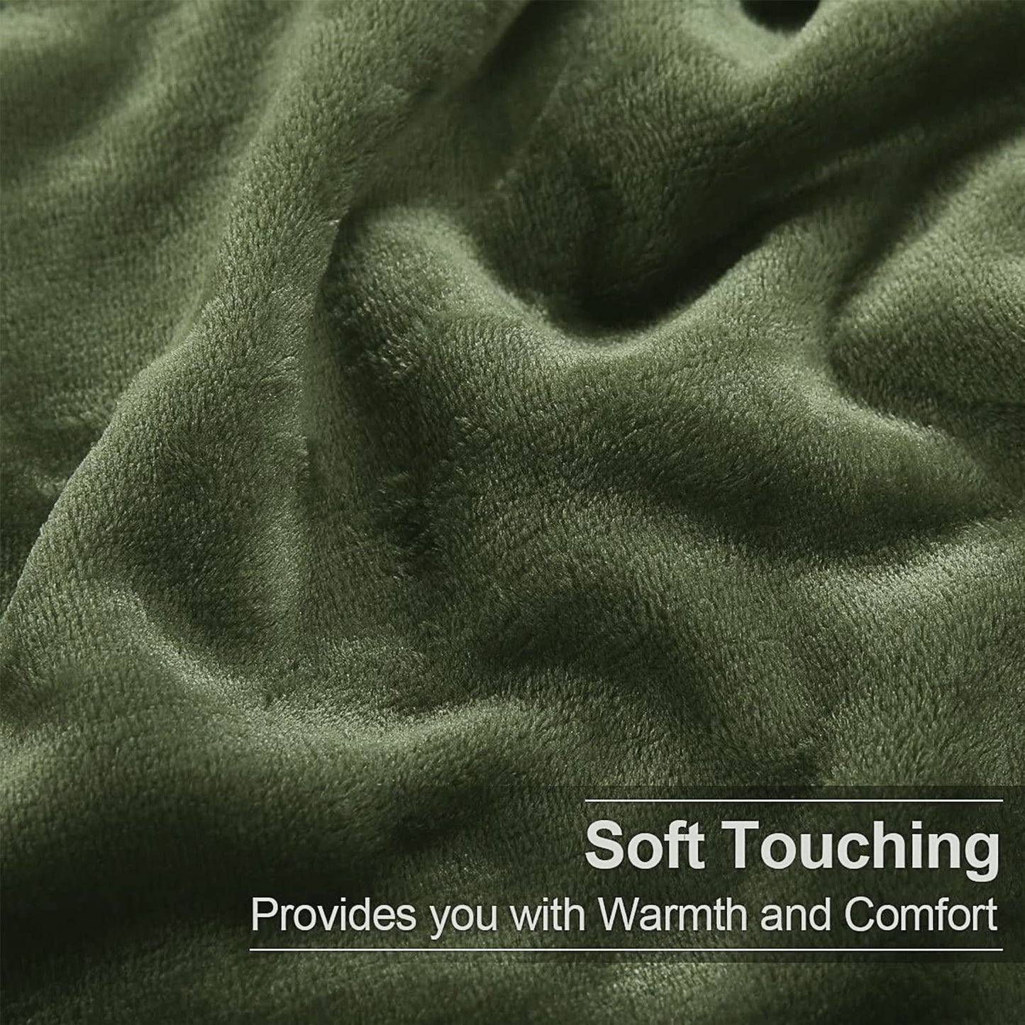 Soft Twin Size Blanket All Season Warm Fuzzy Microplush Lightweight Thermal Fleece Blankets for Couch Bed Sofa,66x90 Inches,Olive Green
