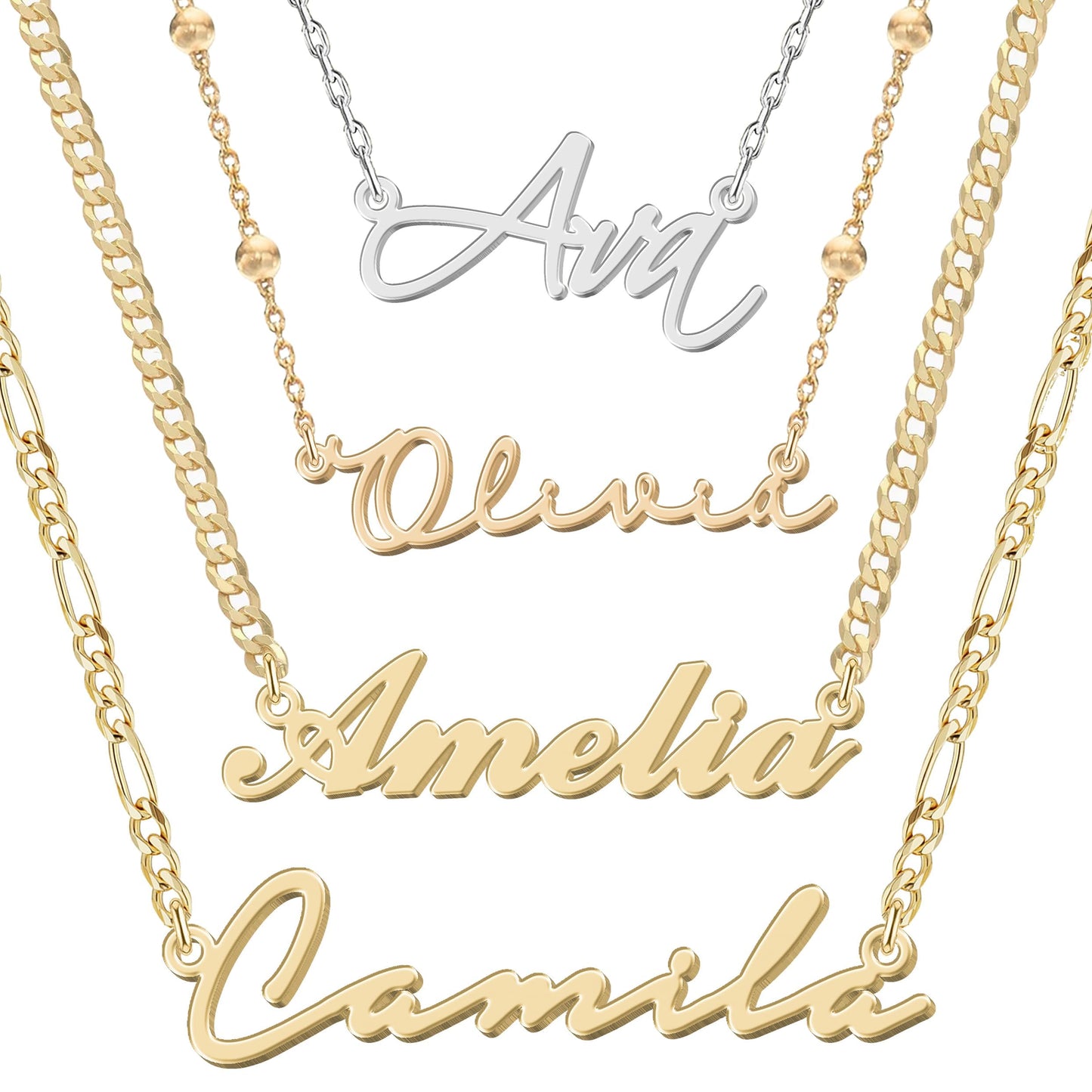 UMAGICBOX Custom Name Necklace for Women & Girls - Personalized Gold/Sterling Silver Nameplate Pendant Jewelry | Gift for Birthday, Mother's Day, Valentine's Day, Anniversary, Graduation, Bridesmaid