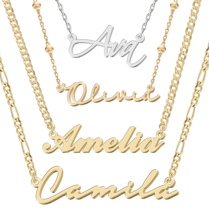 UMAGICBOX Custom Name Necklace for Women & Girls - Personalized Gold/Sterling Silver Nameplate Pendant Jewelry | Gift for Birthday, Mother's Day, Valentine's Day, Anniversary, Graduation, Bridesmaid