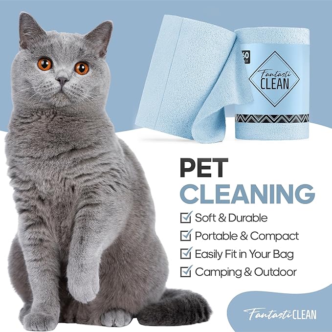 Fantasticlean Microfiber Cleaning Cloth Roll -60 Pack, Tear Away Paperless