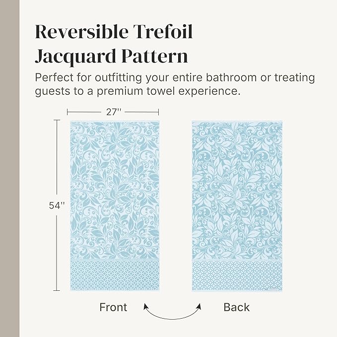 Modern Threads Trefoil Filigree 6-Piece 100% Cotton Towel Set – Reversible Yarn