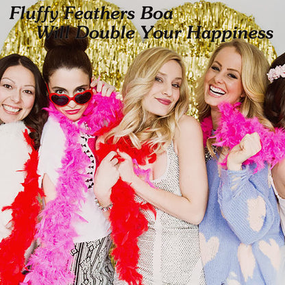 Larryhot 60g White Feather Boa - 2 Yards Turkey Boa Feathers for Party Bulk,Christmas,Wedding Centerpieces,Costume,Concert,Pet and Home Decoration (White)