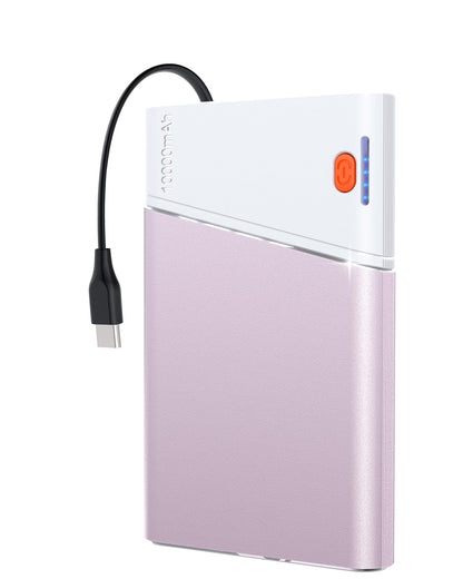 Portable Charger Power Bank, 10000mAh 22.5W PD Super Fast Charging Powerbank with Built-in USB C in&Out Cable, Slim External Phone Battery Pack for iPhone 17/16/15 iPad Samsung S24 Android etc