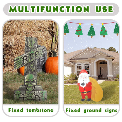 Pack of 24 Metal Halloween Tombstone Stakes Heavy Duty T-Shaped for Graveyard Styrofoam Decorations