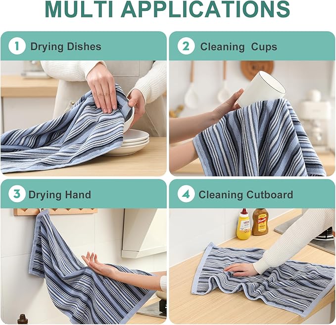 SALAS Kitchen Dish Towels for Drying Dishes, Large Cotton Kitchen Cloths Hand