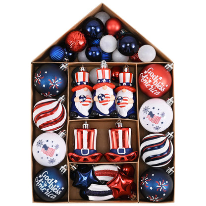 Valery Madelyn 4th of July Tree Decorations for Patriotic Memorial Day Ornaments, 50ct Large Red White Blue Shatterproof Americana Gnome for Independence Day USA 250th Anniversary Hanging Ball Decor