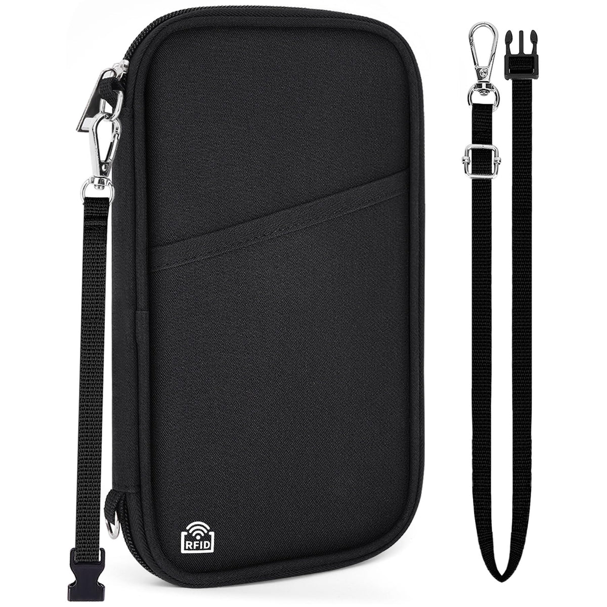 Magimack Family Passport Holder for Travel, RFID Blocking Travel Document Organizer with Flexible Carrying Style, Portable Passport Wallet and Essentials for Travel (Black)