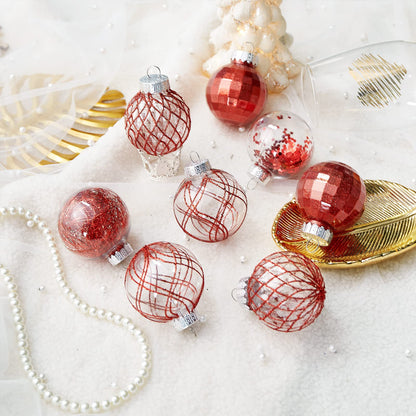 CristBest 30ct Christmas Ball Ornaments-60mm/2.36" Shatterproof Clear Plastic Xmas Balls Baubles Set with Stuffed Delicate Sparkling, Hanging Christmas Tree Decorations (Red)
