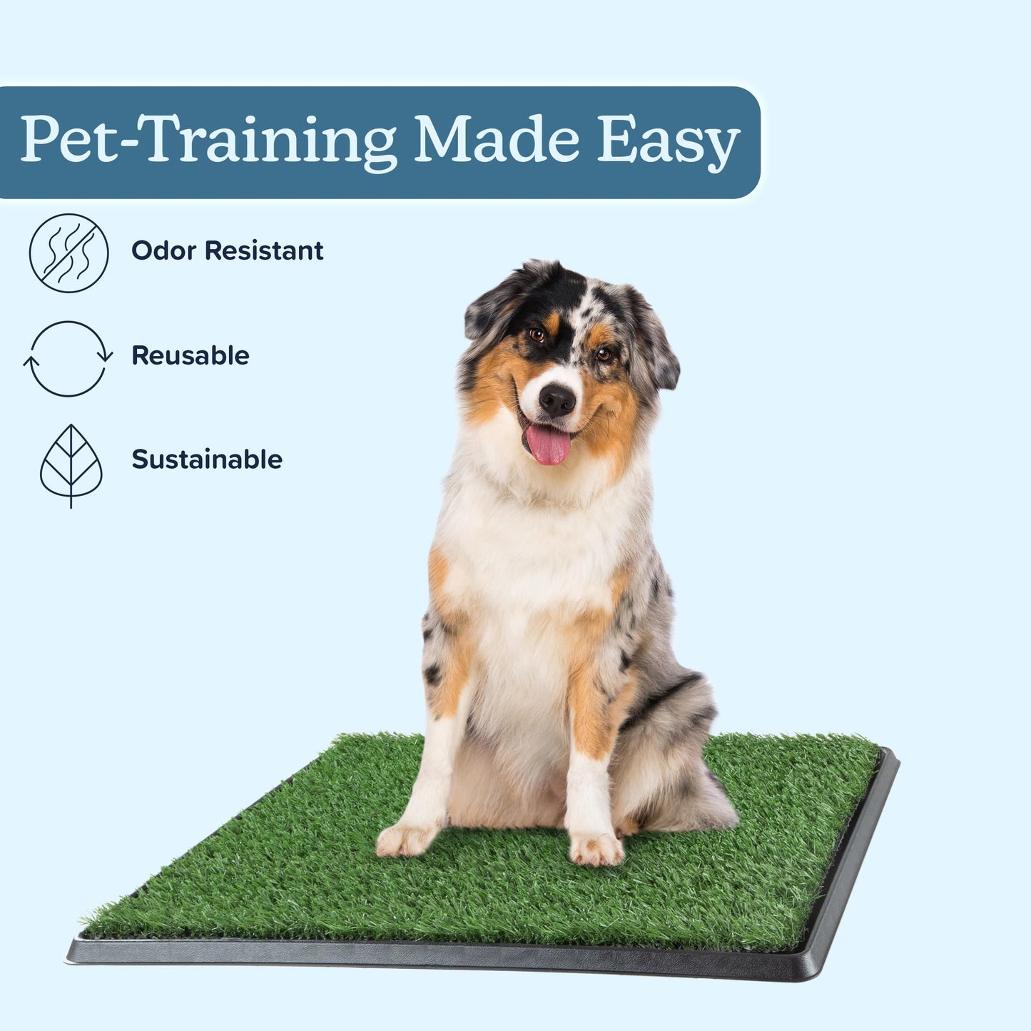 Artificial Grass Puppy Pee Pad for Dogs and Small Pets - 20x25 Reusable 3-Layer Training Potty Pad with Tray - Dog Housebreaking Supplies by PETMAKER, Green