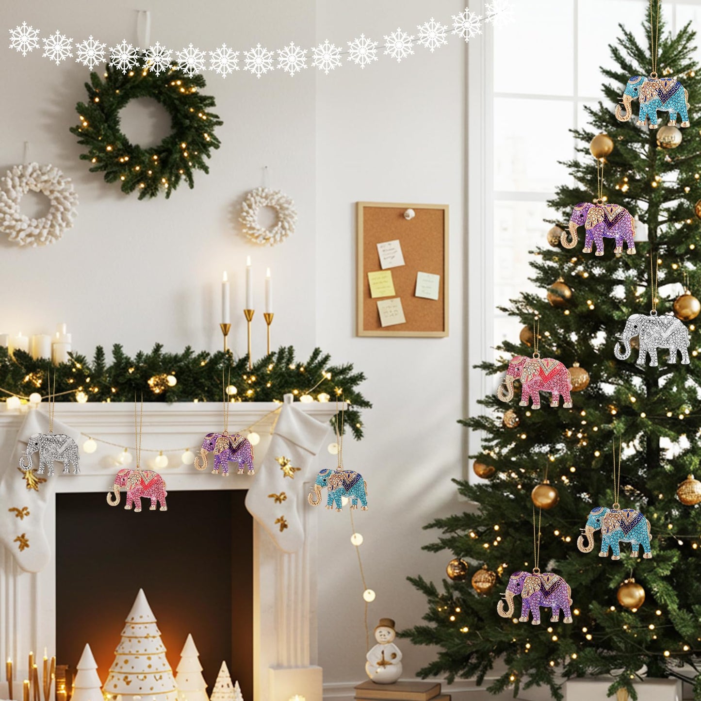 Yuntau 8 pcs Crystal Christmas Ornaments Christmas Tree Hanging Ornaments Keepsake Gifts for Women Girls Xmas Decorations Party Supplies Animal Lovers(Elephant)