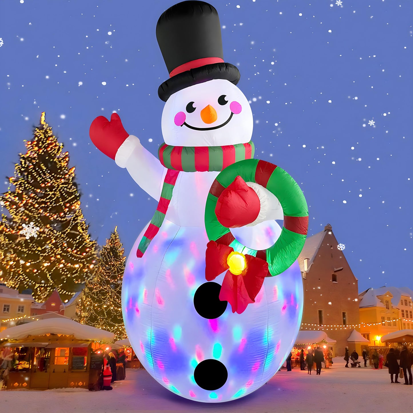 Danxilu 20 FT Tall Christmas Inflatables Snowman Built-in Rotating LED Lights Outdoor Decorations, 20 Foot Giant Snowman with Blower Blow Up Yard Decoration for Home/Lawn/XmasParty/Parks/Squares