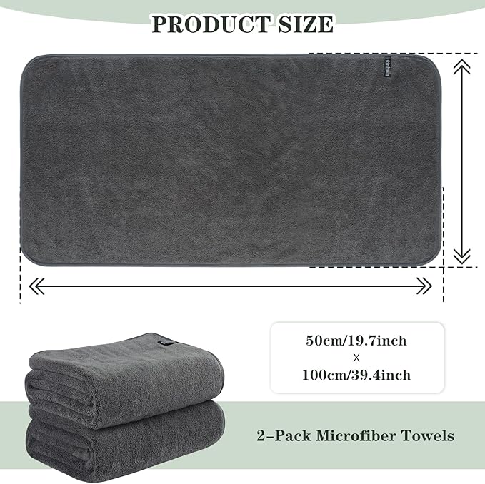 KinHwa Microfiber Hand Towels for Bathroom Soft and Absorbent Face Towels Grey
