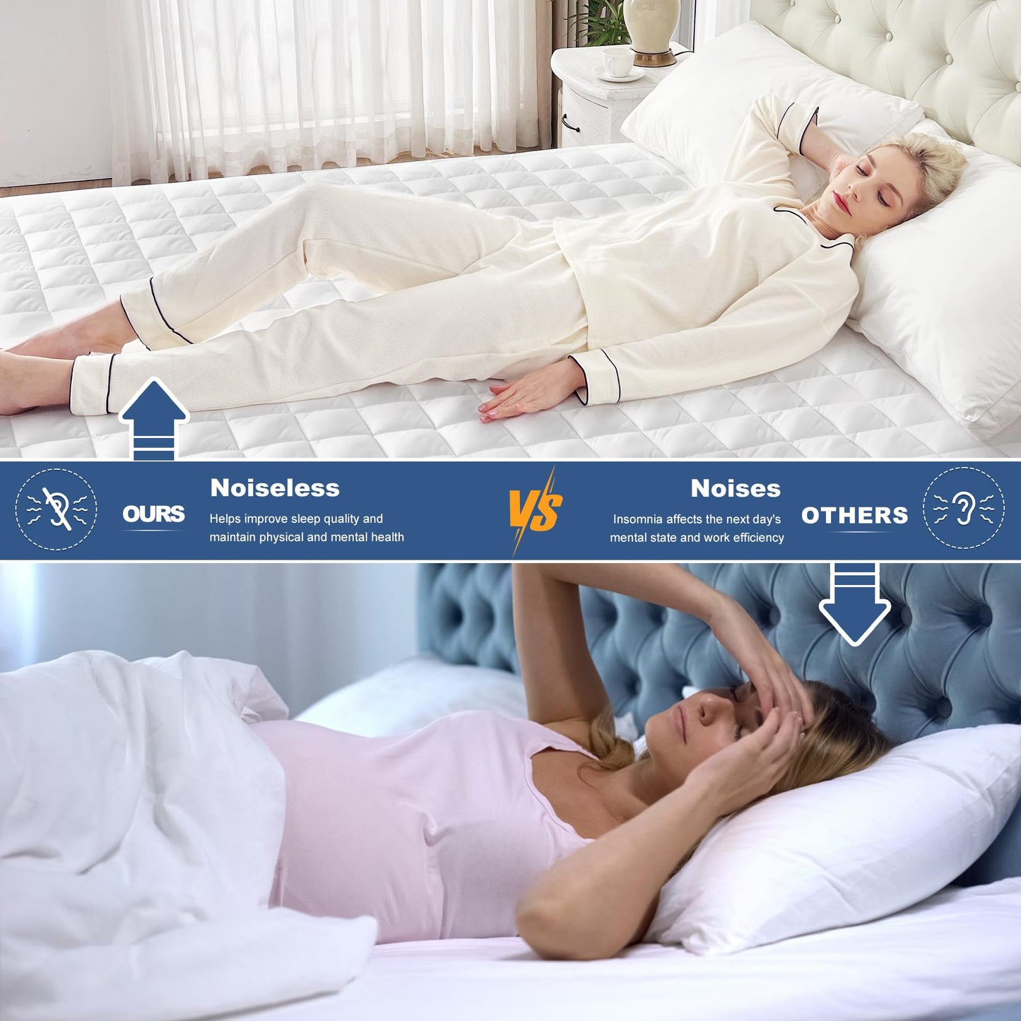 GRT Waterproof Mattress Pad Full, 100% Waterproof Quilted Fitted Mattress Protector, Noiseless Hollow Cotton Mattress Cover, Fitted 8"-19" Deep, Dust Proof